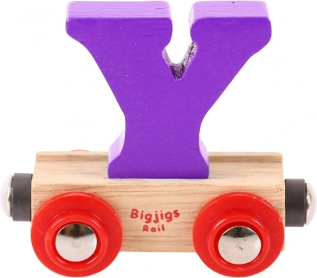 Holzwagen mit Buchstabe Y BIGJIGS RAIL
