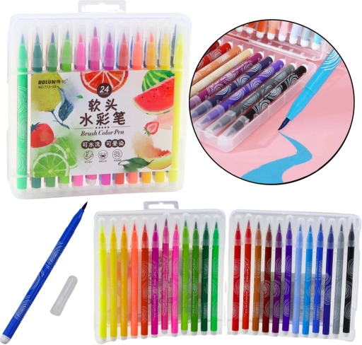 Set aus Aquarellstiften im Organizer, 24 Farben