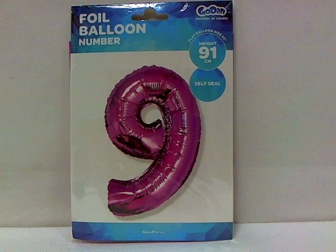 Folienballon Zahl 9, rosa, 92 cm