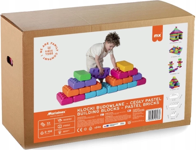 Bau-Set Pastellziegel 33 Stk. MARIOINEX