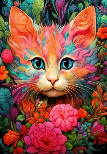 Puzzle Kätzchen und Blumen 1000 Teile