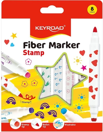 Keyroad Duo Filzstifte mit Stempel, Set 8 Stk.