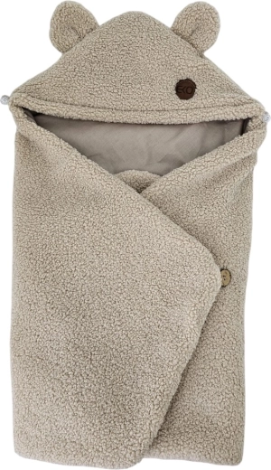 EKO Wickeldecke für Babyschalen aus Bouclé mit Baumwolle, Dunkelbeige, 110 × 100 cm – Dunkelbeige