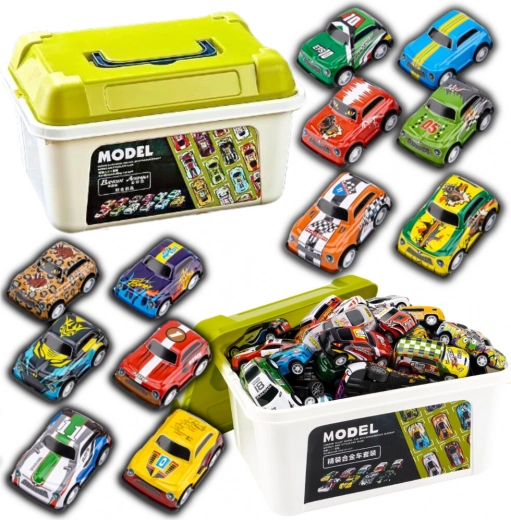 Set aus Metallautos im Koffer, bunte Kollektion 30 Stück