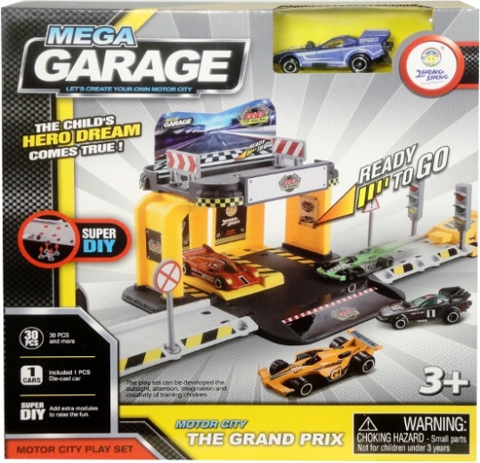 Parkgarage mit Starter und Auto