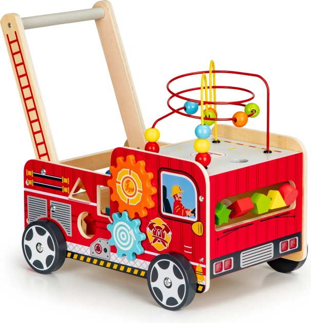 Holz-Lernlaufwagen mit Bauklötzen - Feuerwehrwagen ECOTOYS