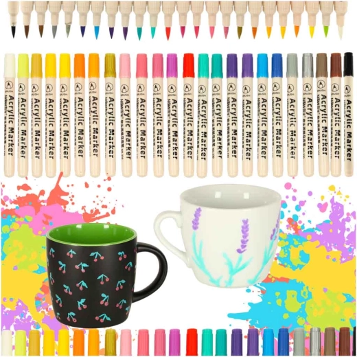 Set aus Acrylstiften zum Malen auf Keramik, Glas und Stoffe 24 Stk.