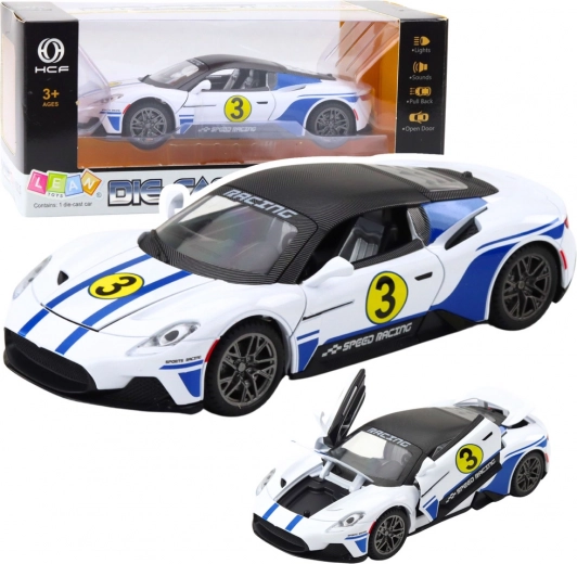 Metall-Sportwagen mit Effekten 1:22 weiß