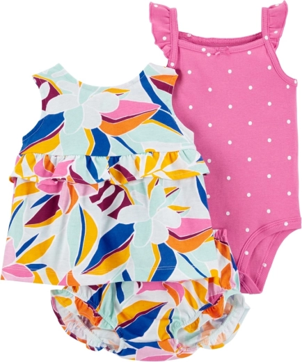 Carter’s 3-teiliges Baby-Set Blue Floral (Trägerbody, Unterhemd und Höschen) – Mädchen 6 Monate