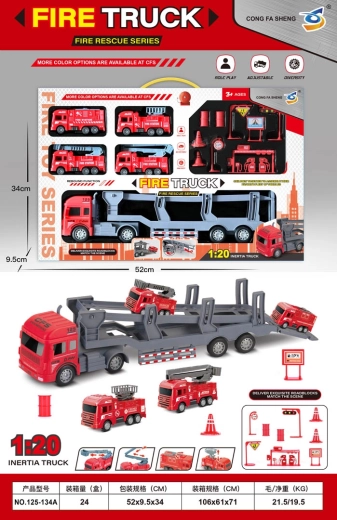 Feuerwehr-Abschleppset mit Fahrzeugen und Zubehör