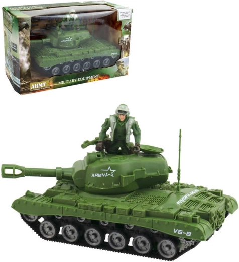 Militär-Spielset: Panzer mit Schwungradantrieb, Figur und Zubehör 26 cm