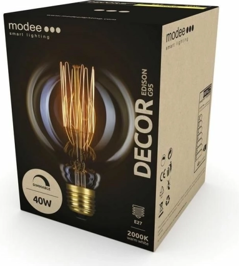 Modee Smart dekorative Glühbirne Edison G95 E27 extra warmweiß 40 W