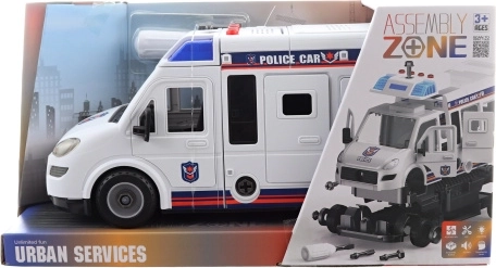 Schraubbares Polizei-Auto mit Batterie, Effekten und Schwungradantrieb