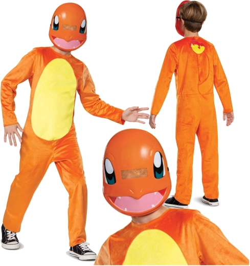 Kinderkostüm Pokémon Charmander Kigurumi mit Maske für eine Körpergröße von 137–149 cm
