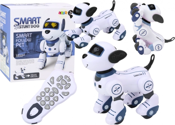 Ferngesteuerter interaktiver Roboterhund tanzt und führt Befehle aus Blau