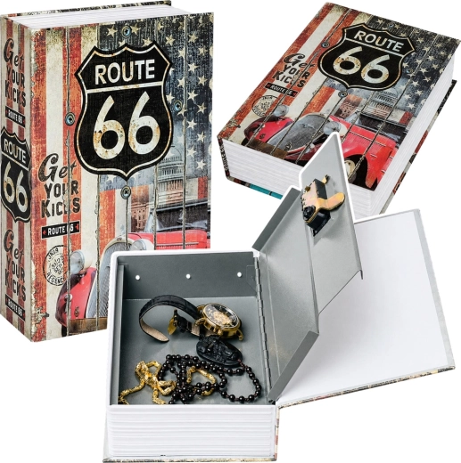 Buchsafe mit Schlüssel Route 66