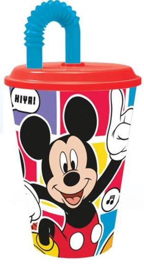 Becher mit Strohhalm MICKEY 430 ml, Kunststoff