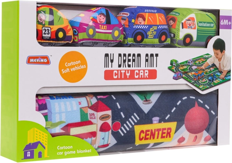 Weiche Spielmatte Stadt mit 4 Autos