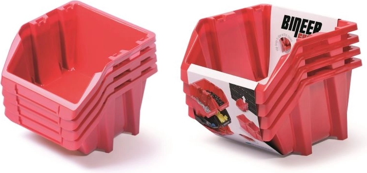 Set aus Aufbewahrungsboxen Bineer Short, 4 Stk., 272 × 238 × 236 mm, rot