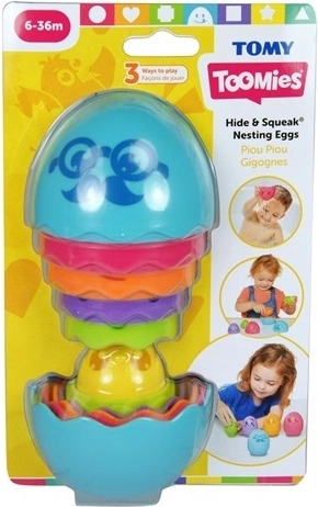 Tomy Toomies Versteck- und Quietsch-Stapeleier (blaues Gehäuse)