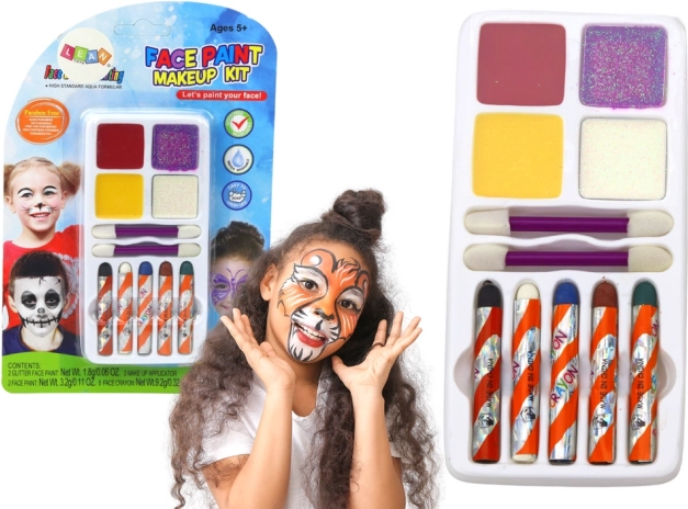 Gesichtsmalset Stifte, Glitzer, Buntstifte, Pinsel