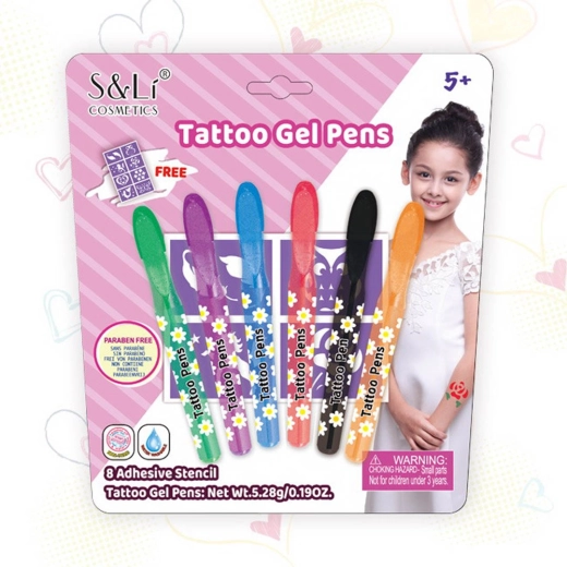 Set aus Tattoo-Stiften mit Schablonen