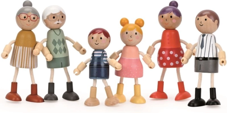 Fröhliche Familie, Holzfiguren