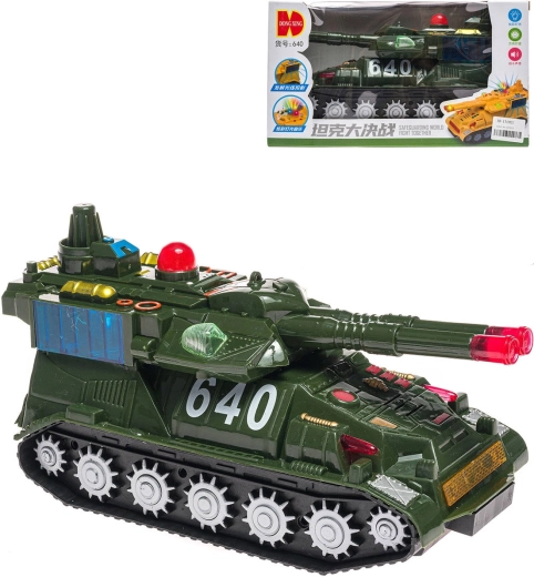 Plastik-Kettenpanzer mit Schwungradantrieb mit Licht und Sound in der Box – 1 Stück
