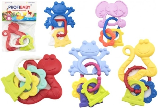 Beißring und Rassel für Kinder mit Tieren und Anhängern