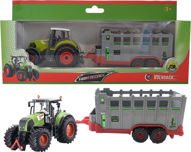 Bauernhof-Traktor mit Tiertransport-Anhänger 1:50