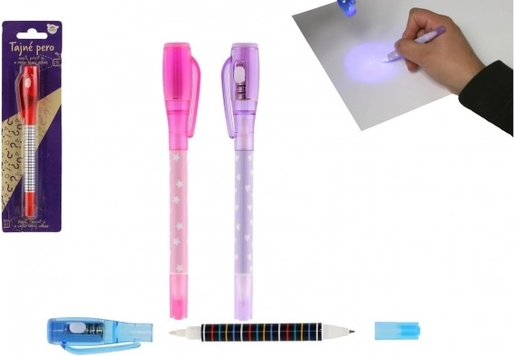 Geheimer UV-Stift mit unsichtbarer Tinte und Doppelkugelschreiber 15 cm