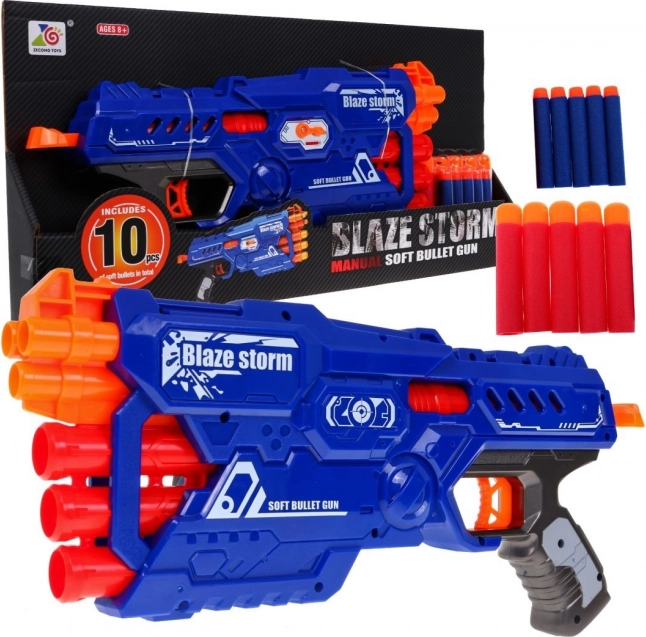 6-läufiger Kinderblaster BLAZE STORM mit 10 Schaumstoffgeschossen, manuell