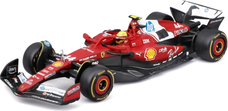Bburago Modell Formel 1 Ferrari SF-25 2025 Lewis Hamilton 1:43 im Acryl-Displaycase