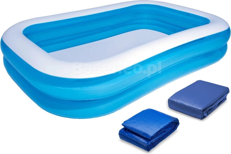 Familien-Aufstellpool aufblasbar mit Abdeckung und Unterlage 262 × 175 × 51 cm BESTWAY