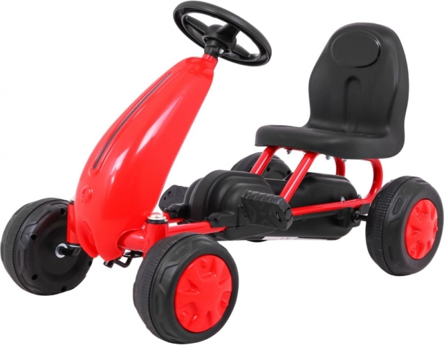 Kinder-Tret-Gokart mit Kettenantrieb und Gummirädern – Rot