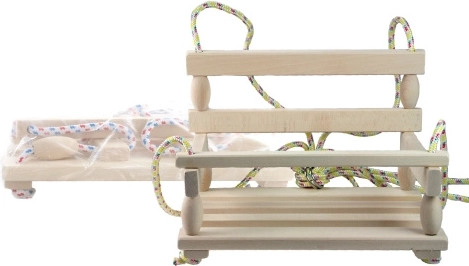 Hängeschaukel aus Holz für Kinder, natur