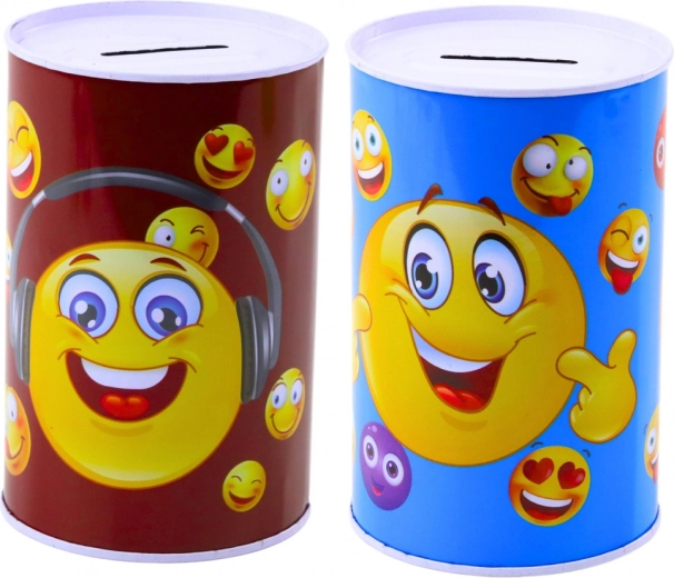 Metall-Spardose Emojis blau und braun