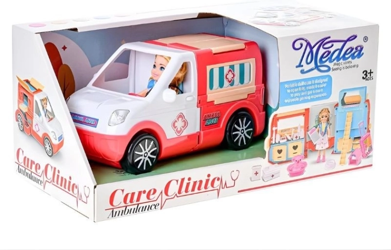 Aufklappbarer Krankenwagen mit rollenden Rädern