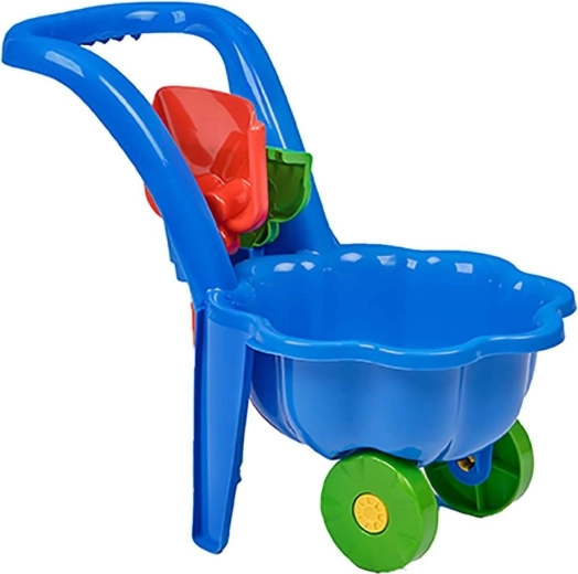Kinder-Schubkarre mit Schaufel und Harke BAYO Gänseblümchen blau