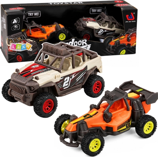 Set mit 2 Offroad-Buggyautos mit Licht und Sound, 14 cm