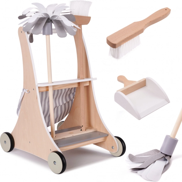 Holzwagen für Kinder-Reinigungsset