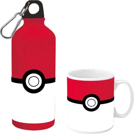 Set aus Becher und Flasche mit POKÉMON Poké-Ball-Motiv