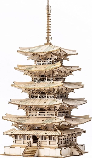 3D Holzpuzzle fünfstöckige Pagode