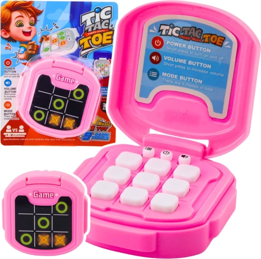 Elektronisches Spiel TIC TAC TOE (Drei gewinnt), 9 Modi, rosa