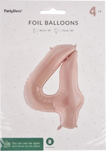 Folienballon Zahl 4 Beige 72 cm