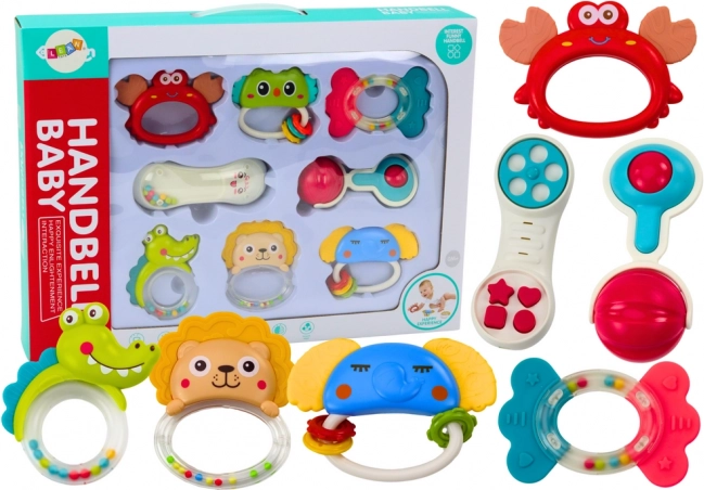 Set aus Babys Rasseln und Beißringen in Tierform, 8 Stk.