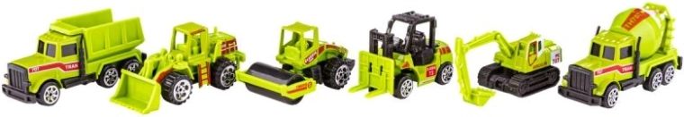Set aus 6 Baumaschinen für eine Baustelle