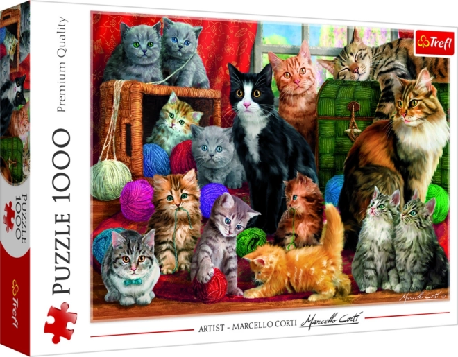 Puzzle 1000 Teile „Katzentreffen“ Trefl