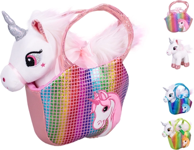 Plüscheinhorn mit Handtasche 22 cm