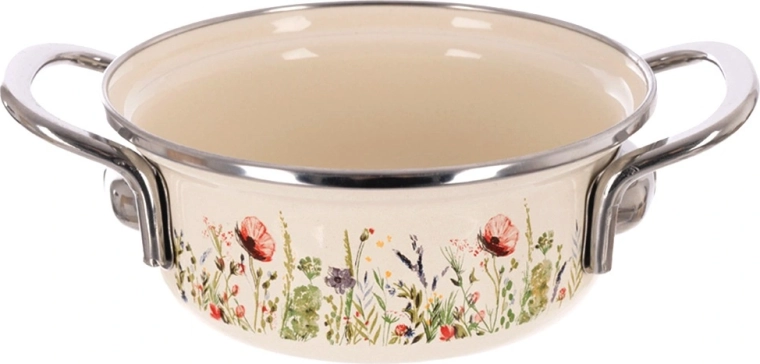 Robuster emaillierter Stahl mit Edelstahlrand